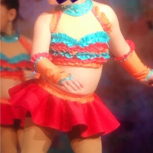 Vibrant Kids Dance Costume with Ruffles
